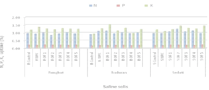 Figure 3.  Effect of  organic fertilizer  application to soil K, Na, and CEC C-organic at various saline soil 