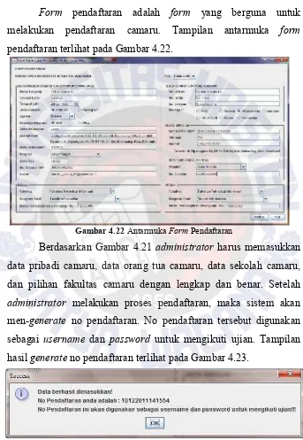 Gambar 4.22 Antarmuka Form Pendaftaran