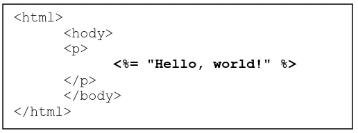 Figure 5 shows a JSP page that prints a “ Hello World in a browser:  