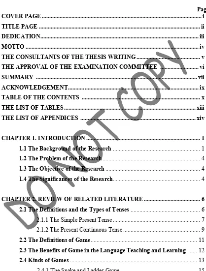 TABLE OF THE CONTENTS  ...............................................................................