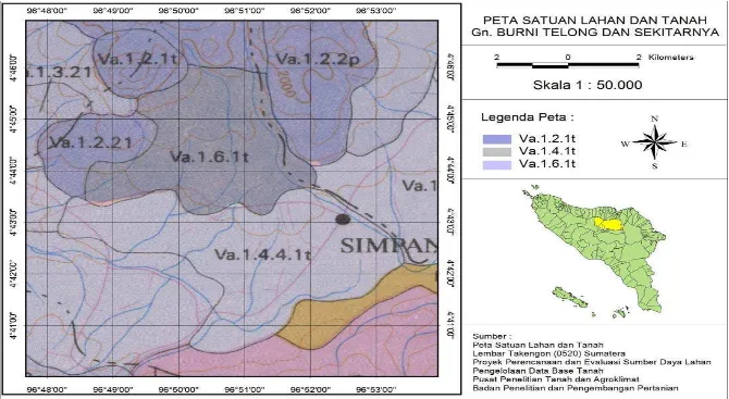 Gambar 1. Peta Satuan Lahan dan Tanah Gunung Burni Telong dan Sekitarnya