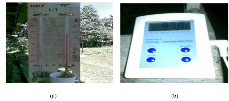 Gambar 9. Termometer BB (a) dan termometer digital (b) 