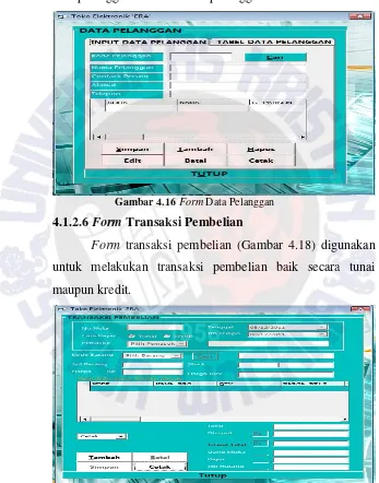 Gambar 4.16 Form Data Pelanggan 