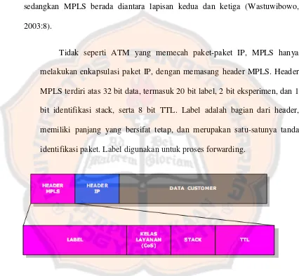 Gambar 2.4 Format header MPLS (Wastuwibowo, 2003:8) 