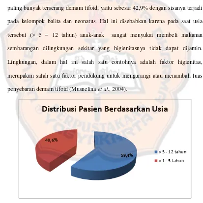 Gambar 2. Persentase Pasien Demam Tifoid Kelompok Pediatrik Berdasarkan Distribusi Usia di RS Emanuel Purwareja Klampok 