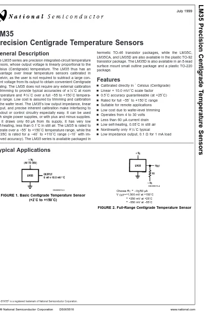FIGURE 1. Basic Centigrade Temperature Sensor(+2˚C to +150˚C)