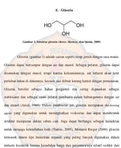 Gambar 3. Struktur gliserin (Rowe, Sheskey, dan Quinn, 2009) 