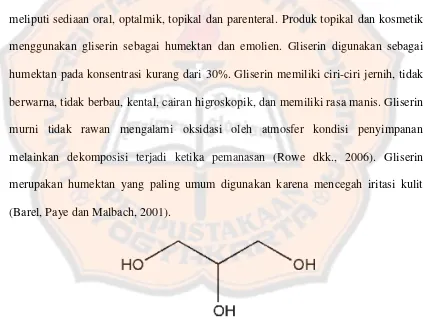 Gambar 2. Struktur kimia gliserin (Rowe dkk., 2006) 
