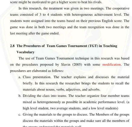 Figure 2.1 The pattern of assigning students