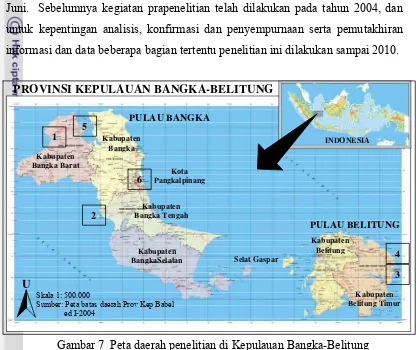 Gambar 7  Peta daerah penelitian di Kepulauan Bangka-Belitung    