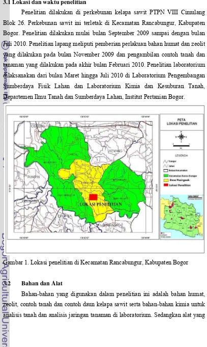 Gambar 1. Lokasi penelitian di Kecamatan Rancabungur, Kabupaten Bogor  