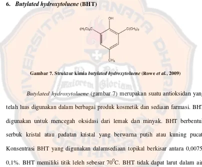 Gambar 7. Struktur kimia  butylated hydroxytoluene (Rowe et al., 2009) 