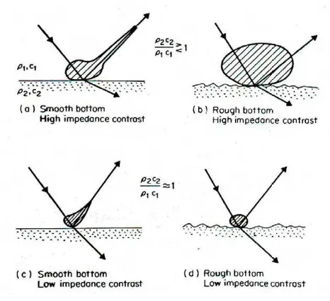 Gambar 9  Contoh hipotetik dua dasar perairan dan echo trace yang ditunjukkan.   