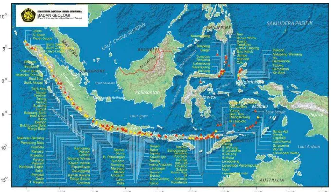 Gambar 1. Peta Persebaran Gunung Api Indonesia (Badan Geologi ESDM, 2015) 