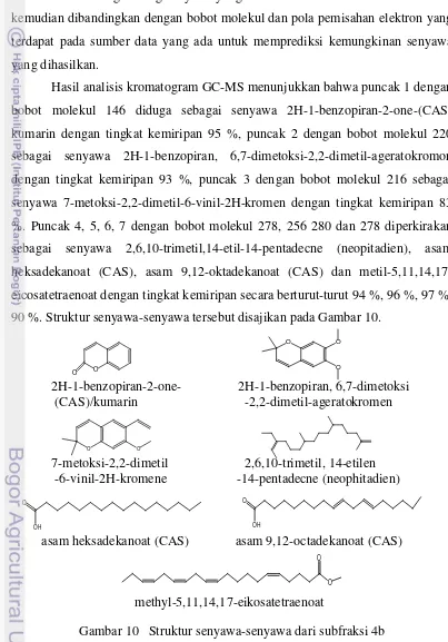 Gambar 10   Struktur senyawa-senyawa dari subfraksi 4b 