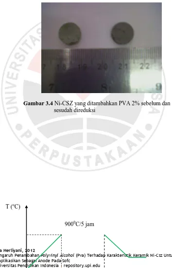 Gambar 3.4 Ni-CSZ yang ditambahkan PVA 2% sebelum dan sesudah direduksi 