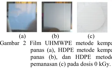 Gambar 2 Film UHMWPMWPE metode kempa 