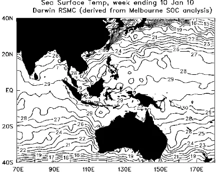 Gambar 1. Agihan Suhu Udara L. Hindia dan L. Pasifik (sumber NOAA) 