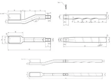 Gambar 5.  Gambar teknik desain sikat gigi berbahan kayu  