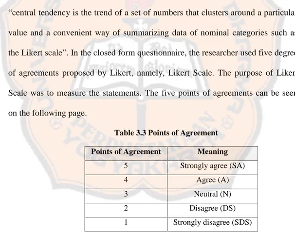 Table 3.3 Points of Agreement
