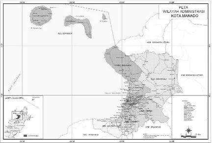 Gambar 1. Peta lokasi penelitian perairan Teluk Manado wilayah Kota Manado 