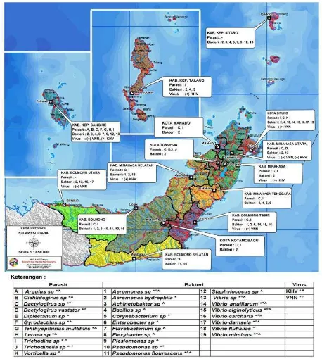 Gambar 1. Peta Penyakit Ikan di Provinsi Sulawesi Utara 