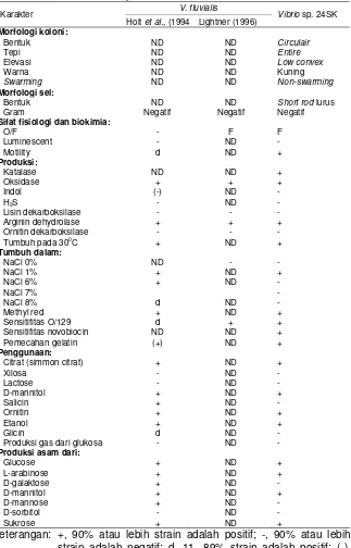 Tabel 10. Karakter Vibrio sp. 24SK dan V. fluvialis 