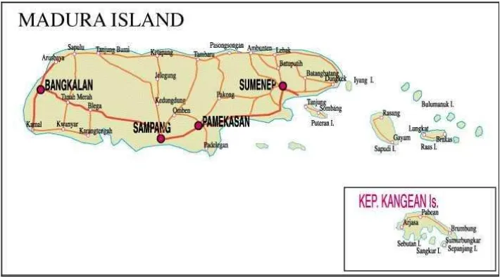 Gambar 1.  Peta pulau Madura (Sumber: google maps) 