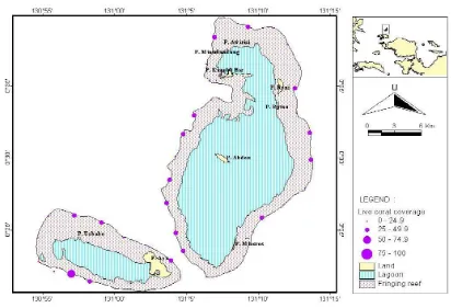 Gambar 4. Persentase tutupan karang hidup di daerah reef top Pulau-pulau Ayu