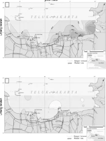 Gambar 6.  Distribusi silikat (ppm) pada lapisan permukaan di perairan Teluk  Jakarta,Mei (A) dan Oktober 2004 (B)