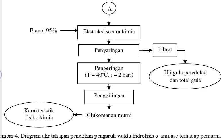 Gambar 4. Diagram alir tahapan penelitian pengaruh waktu hidrolisis α-amilase terhadap pemurnian 