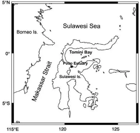 Figure 1. Map that showing sampling location of the  tropical glass eels in the Poso Estuary, Central Sulawesi, Indonesia