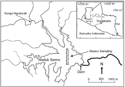 Gambar 1. Peta lokasi penelitian di Waduk Sermo DIY