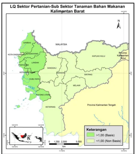 Gambar 33. Distribusi Basis Pertandi Kalimantsis Peneliti)Spasial Sektonian Tanamanan Barat (Sumor Basis dan n Bahan Makmber: Hasil ANon anan Anali-