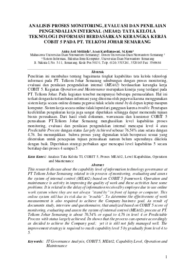 Analisis Proses Monitoring, Evaluasi Dan Penilaian Pengendalian ...