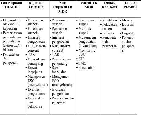 Tabel 2.2 Fungsi Setiap Institusi yang Terkait Pada Jejaring Eksternal Pelayanan Manajemen  Terpadu Pengendalian TB-MDR 