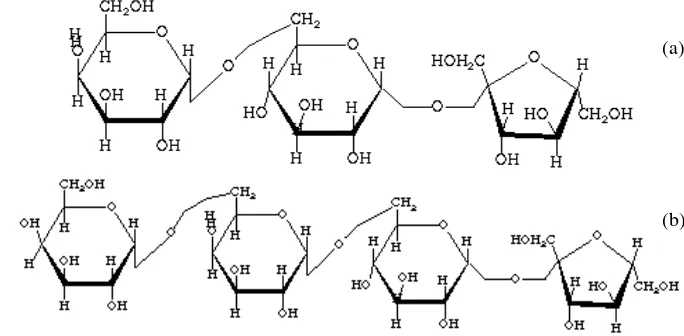 Gambar 2. Struktur molekul rafinosa (a) dan stakiosa (b) 