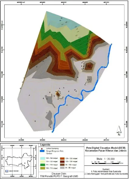 Gambar 2. Data Digital Elevation Model (DEM) Daerah Penelitian