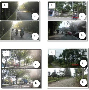 Gambar 1. (1) Hutan Tridharma Universitas Sumatera Utara (2) Jl HM Yamin (3) Kawasan Industri Medan 1 (4) Bumi Perkemahan Sibolangit; a)