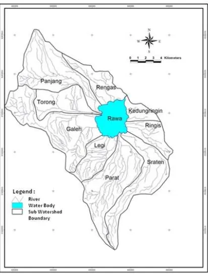Figure 1. Map of Catchment Area of Lake of Rawapening
