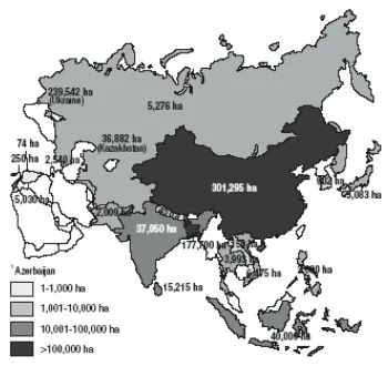 Gambar 1. Areal pertanian organik di Asia 
