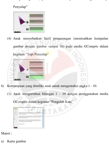 gambar dengan gambar sampai 10) pada media GCompris dalam 