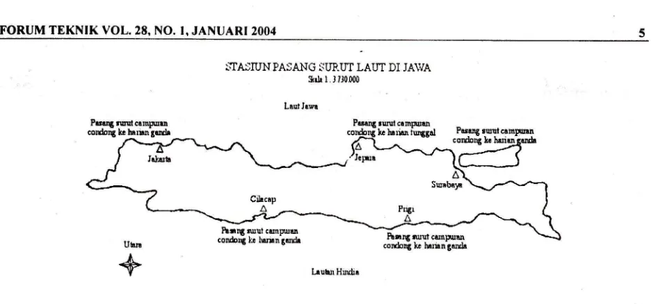 Gambar 2. Peta karakterustik pasang surut laut untuk pulau Jawa