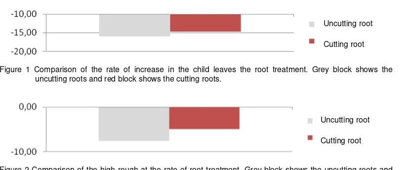Figure 2 Comparison of the high rough at the rate of root treatment. Grey block shows the uncutting roots and red block shows the cutting roots