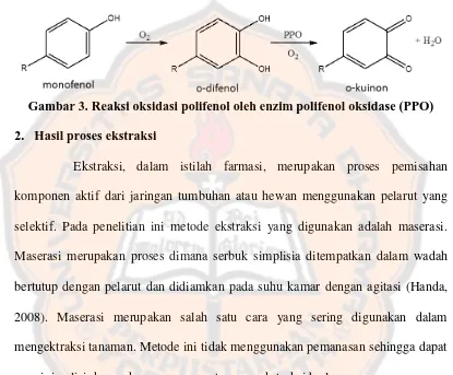 Gambar 3. Reaksi oksidasi polifenol oleh enzim polifenol oksidase (PPO) 