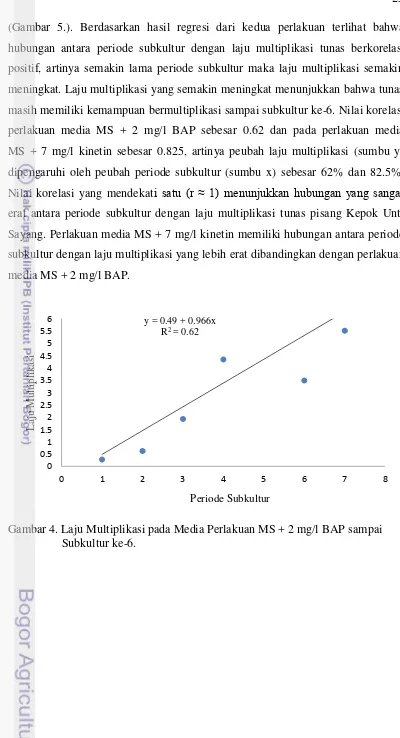 Gambar 4. Laju Multiplikasi pada Media Perlakuan MS + 2 mg/l BAP sampai 