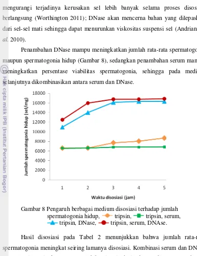 Gambar 8 Pengaruh berbagai medium disosiasi terhadap jumlah 