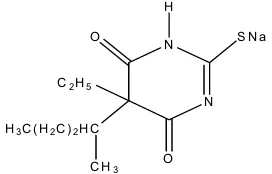Gambar 1. Natrium 5-etil,-5-(1-metilbutil)-2-tiobarbiturat (Anonim, 1995). 