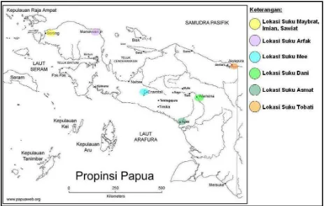 Gambar 1. Peta lokasi suku-suku wilayah kajian Sumber: www.papuaweb.org 