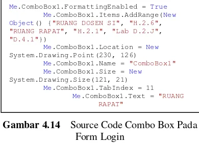 Gambar 4.14    Source Code Combo Box Pada 